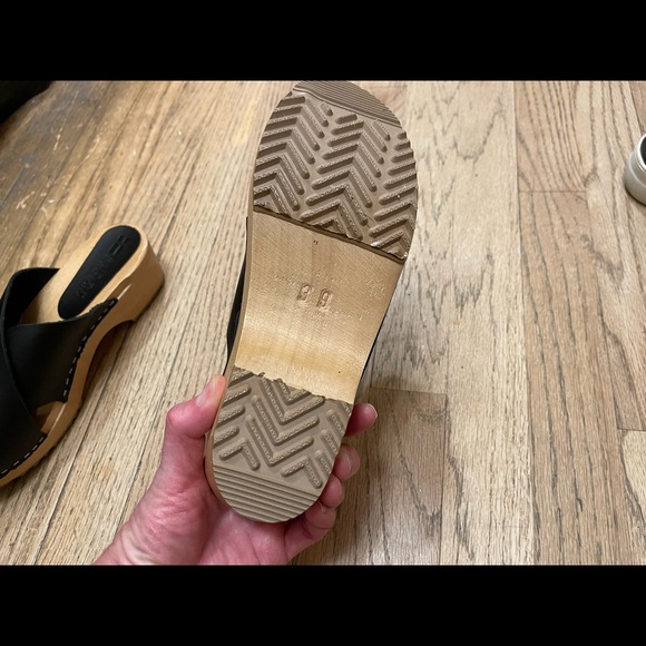 BJORK Swedish Comfort 
Women's EEVI Criss-Cross Leather Wooden Clog Sandals - Picture 6 of 6